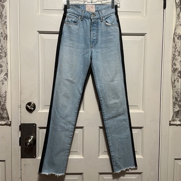 Revice Women’s Two Tone Ex Boyfriend Button Fly Jeans Super High Rise Size 26 - Picture 3 of 11